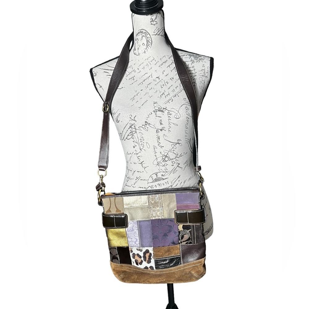 Coach Limited Edition Patchwork Purple Brown Shou… - image 3